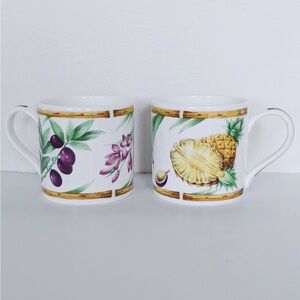 Wedgwood Pineapple Bone China Mugs Set of 2 Made in England 1999
